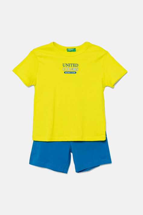 Dětská bavlněná souprava United Colors of Benetton zelená barva, 3096GK00Q