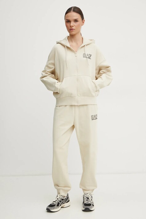 Спортивний костюм EA7 Emporio Armani жіночий колір бежевий AF12473.7W000110