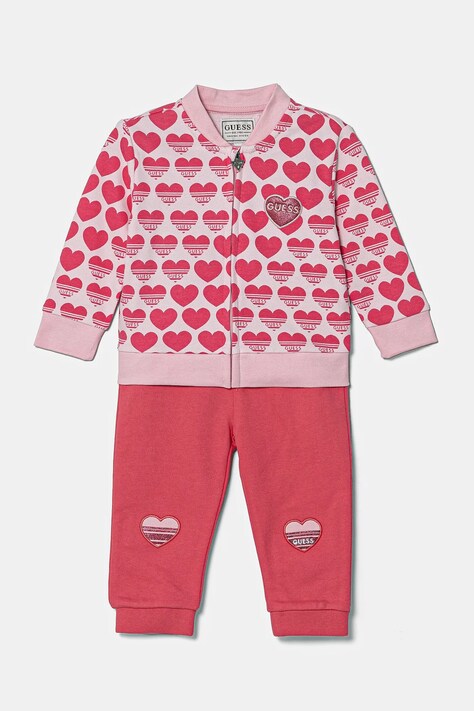 Bavlněná tepláková souprava pro miminka Guess růžová barva, A5RG03 KA6R4
