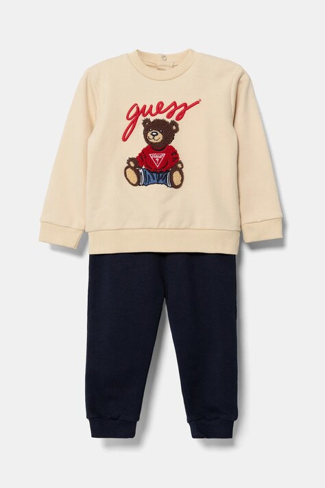 Detská tepláková súprava z bavlny Guess béžová farba, H5RI00 KAD74