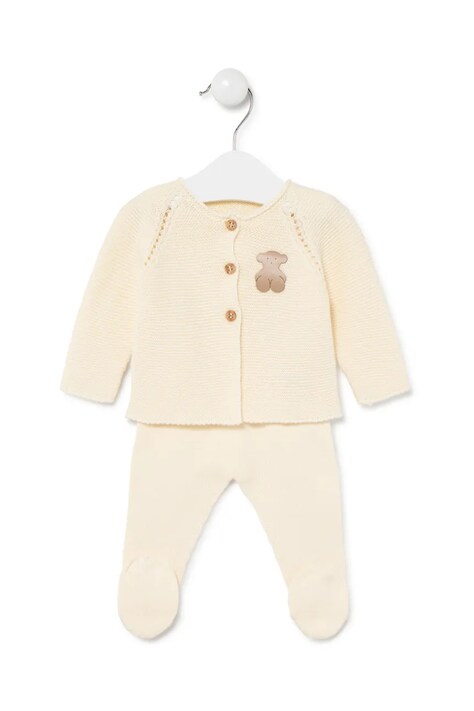 Dětská bavlněná souprava Tous Tricot béžová barva, Tricot.001
