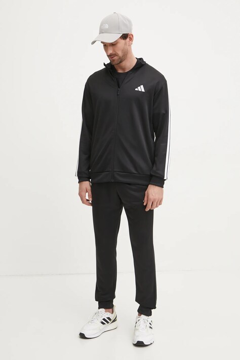 Tepláková souprava adidas 3S FT TT TS černá barva, JC5375