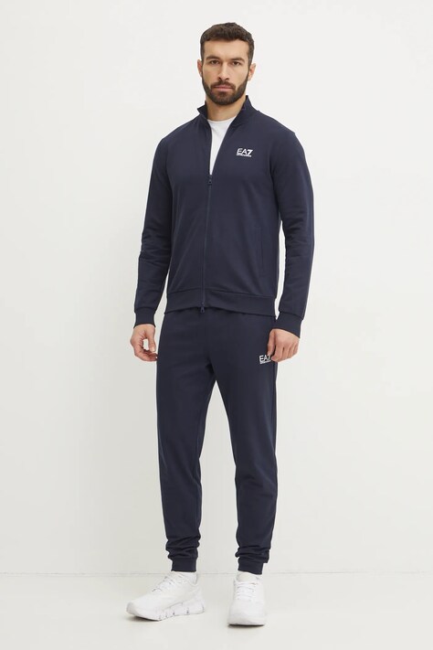Bavlněná tepláková souprava EA7 Emporio Armani tmavomodrá barva, PJVRZ.8NPV60