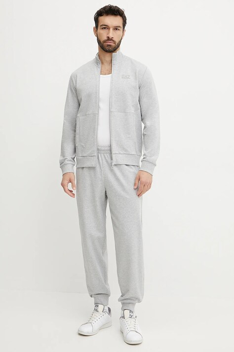 Хлопковый спортивный костюм EA7 Emporio Armani мужской цвет серый AF13512.7M000235