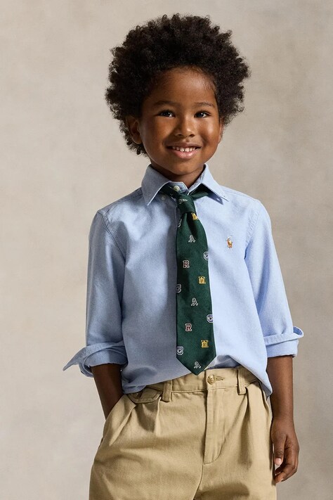 Παιδικό βαμβακερό πουκάμισο Polo Ralph Lauren χρώμα: μπλε, 322677133002