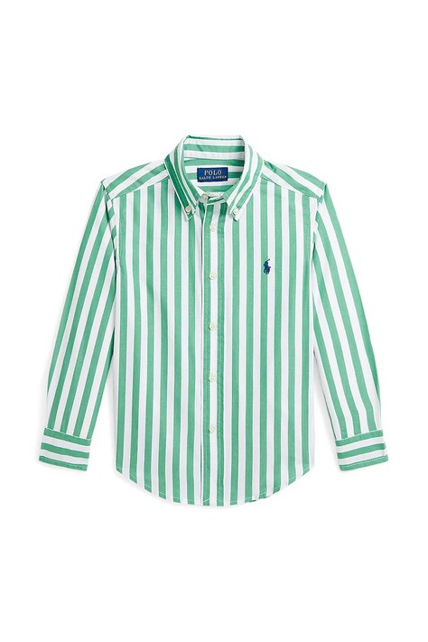 Dětská bavlněná košile Polo Ralph Lauren zelená barva, 322918249017