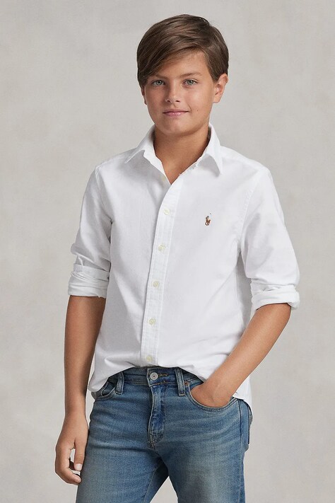 Polo Ralph Lauren camasa de bumbac pentru copii culoarea alb, 323677133001