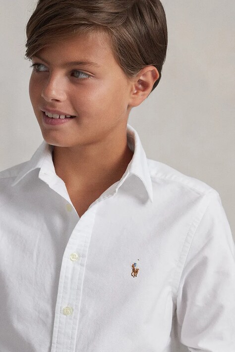 Дитяча бавовняна сорочка Polo Ralph Lauren — SS25-KDB00F, білий — фото 5
