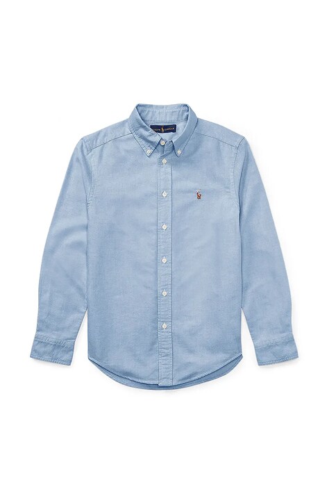 Dětská bavlněná košile Polo Ralph Lauren modrá barva, 323677133002