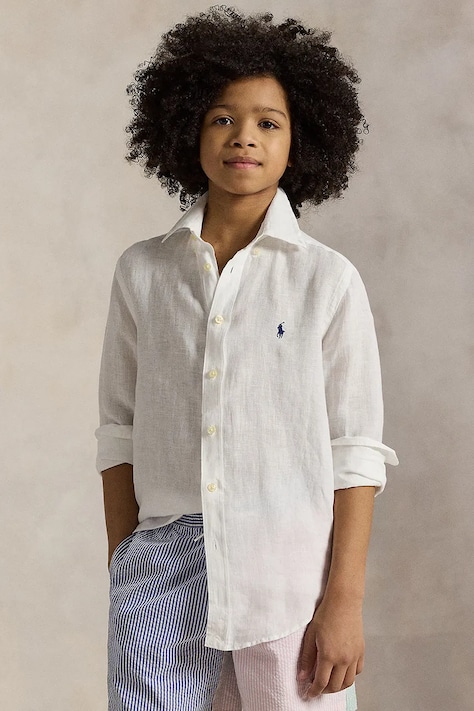 Dječja lanena košulja Polo Ralph Lauren boja: bijela, 323967600003