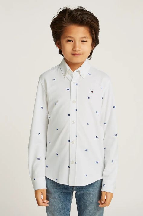 Tommy Hilfiger camicia di cotone per bambini colore bianco KB0KB09594