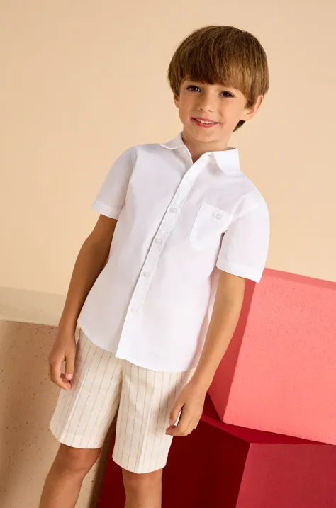 Mayoral camicia di cotone per bambini colore bianco 3112