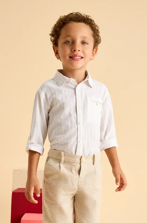 Mayoral camicia per bambini in lino misto colore beige 3121