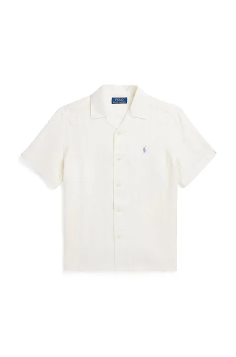 Polo Ralph Lauren cămașă de in pentru copii culoarea alb, 323964585001