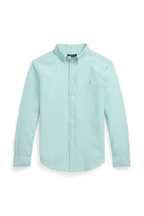 Polo Ralph Lauren camasa de bumbac pentru copii culoarea turcoaz, 323964692002