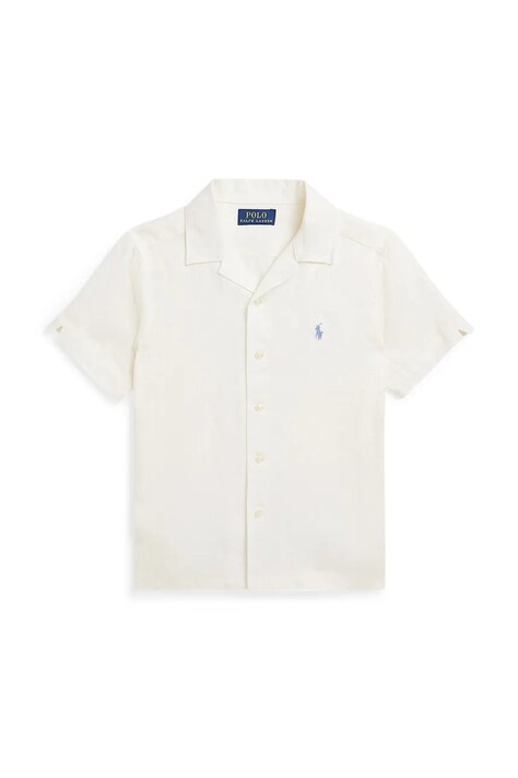 Dětská lněná košile Polo Ralph Lauren bílá barva, 322964585001