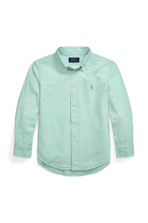 Polo Ralph Lauren camasa de bumbac pentru copii culoarea verde, 322964692002
