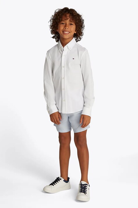 Detská bavlnená košeľa Tommy Hilfiger biela farba, KB0KB09551