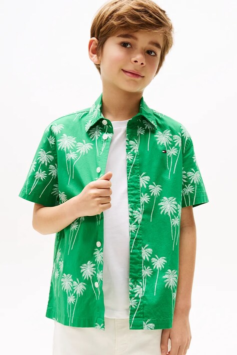 Tommy Hilfiger camasa copii culoarea verde, KB0KB09631