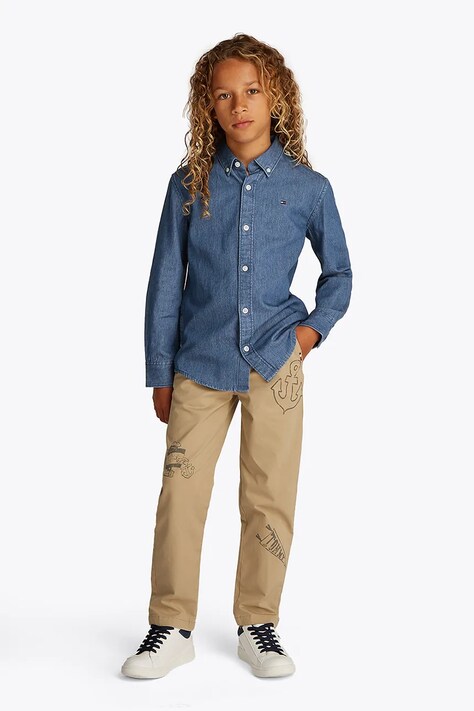 Tommy Hilfiger cămașă de bumbac pentru copii KB0KB09840