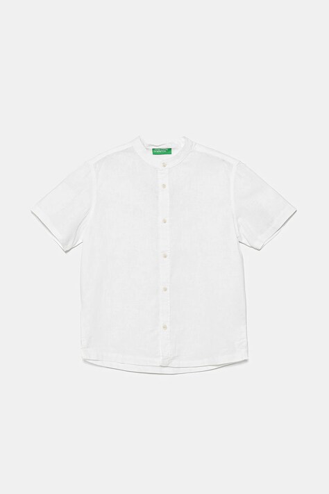 United Colors of Benetton cămașă de in pentru copii culoarea alb, 52VMCQ03W