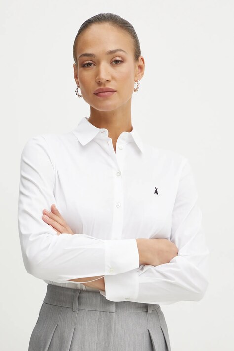 Patrizia Pepe cămașă femei, culoarea alb, cu guler clasic, regular, 8C0751 A544