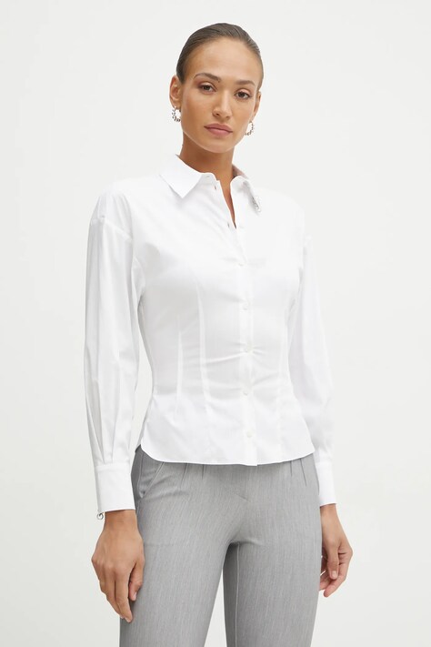 Patrizia Pepe cămașă femei, culoarea alb, cu guler clasic, regular, 8C0753 A043