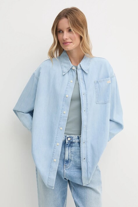 Calvin Klein Jeans camicia di jeans donna colore blu  J20J225010