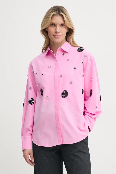 Košeľa Bruuns Bazaar dámska, ružová farba, regular, s klasickým golierom, BBW4201