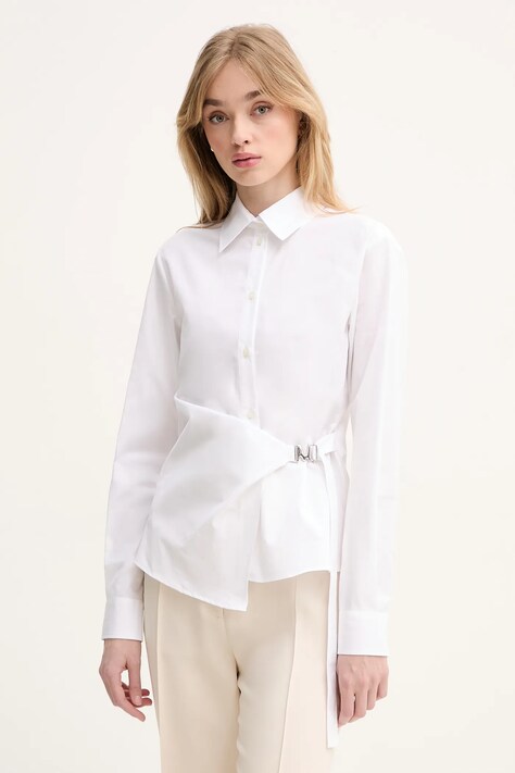 Bavlnená košeľa MSGM dámske, biela farba, regular, s klasickým golierom, 3841MDE14X.257100