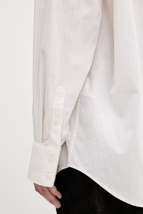 Guess Jeans koszula bawełniana damska kolor beżowy relaxed z kołnierzykiem klasycznym W5RH94 WGZ11