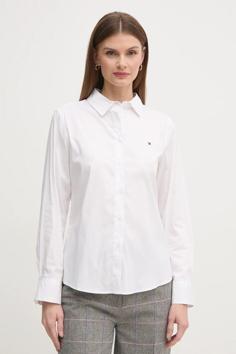 Tommy Hilfiger camasa femei, culoarea alb, cu guler clasic, regular, WW0WW44084