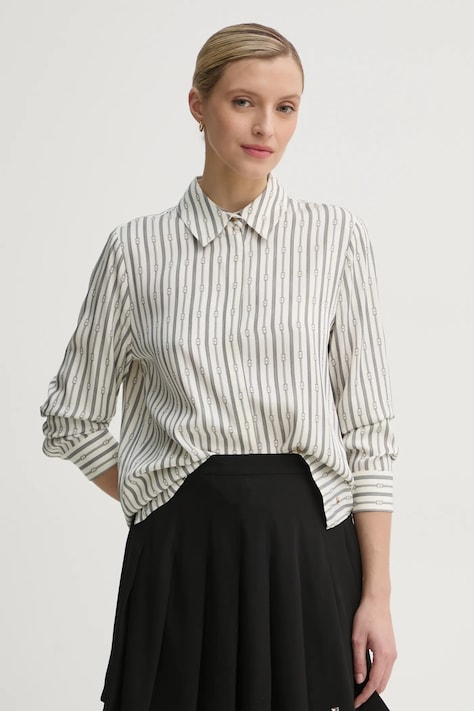 Tommy Hilfiger camasa femei, culoarea bej, cu guler clasic, regular, WW0WW44036