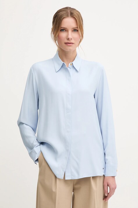 Tommy Hilfiger camasa femei, cu guler clasic, relaxed, WW0WW44045