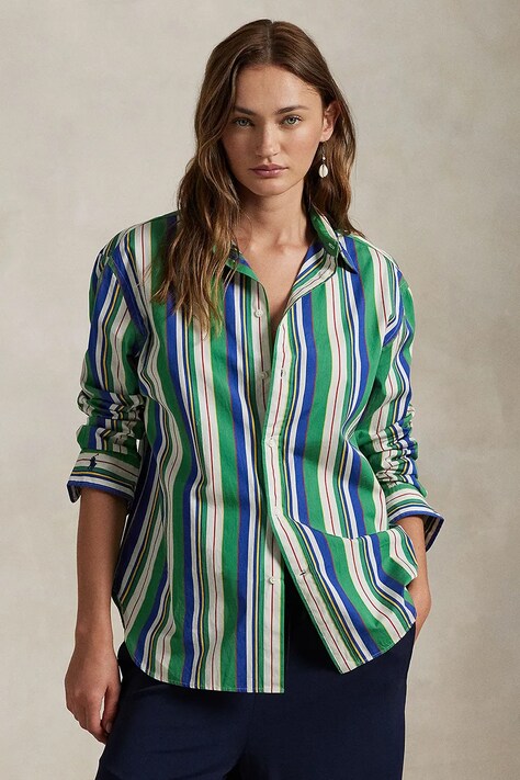 Хлопковая рубашка Polo Ralph Lauren женская relaxed классический воротник 211968218