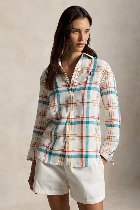 Polo Ralph Lauren koszula damska lniana multicolor w kratkę 211970733