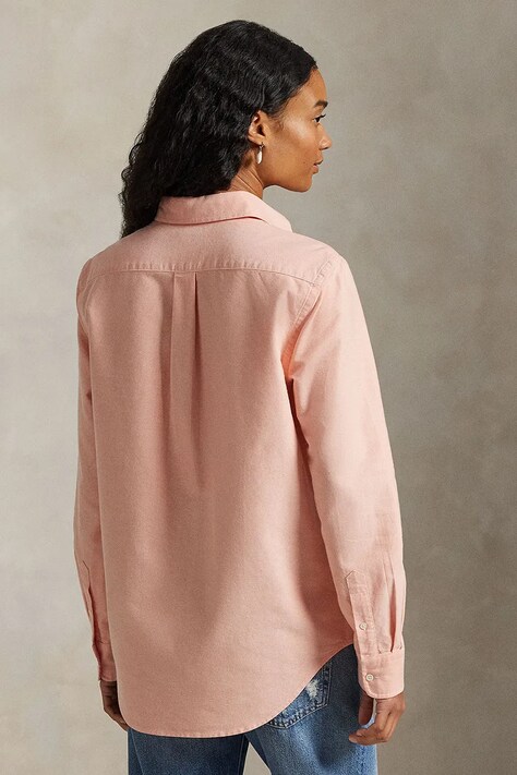 Polo Ralph Lauren koszula bawełniana damska kolor pomarańczowy relaxed z kołnierzykiem klasycznym 211970736