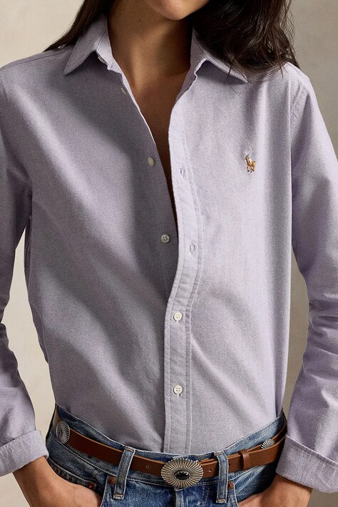 Polo Ralph Lauren koszula damska bawełniana fioletowa gładka 211970736