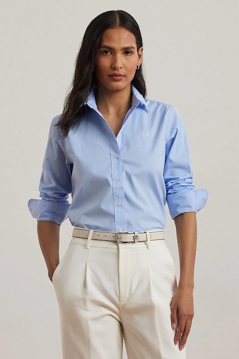 Βαμβακερό πουκάμισο Lauren Ralph Lauren χρώμα: μπλε, 200684553