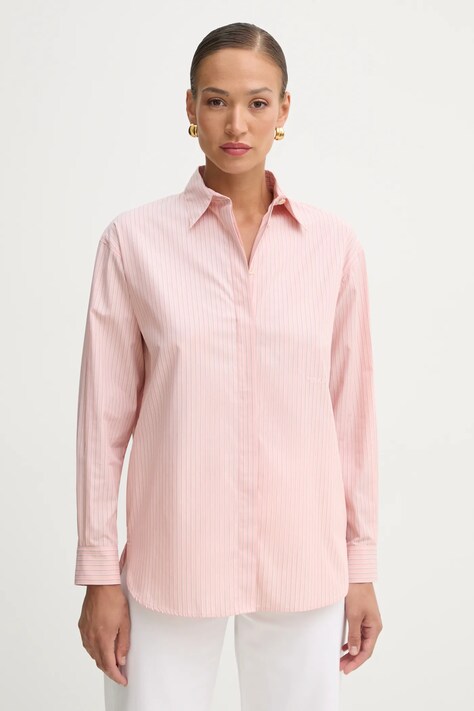 Хлопковая рубашка Pinko женская цвет розовый relaxed классический воротник 104026 A2FH