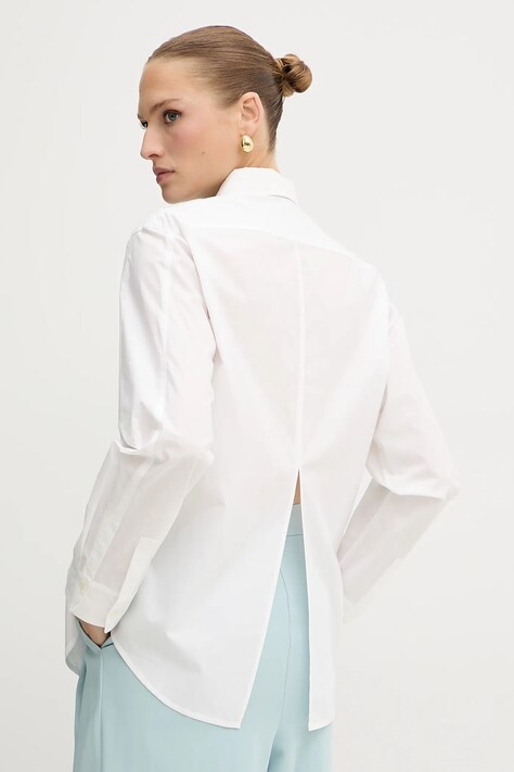 Хлопковая рубашка Pinko цвет белый regular классический воротник 105058 A2CR