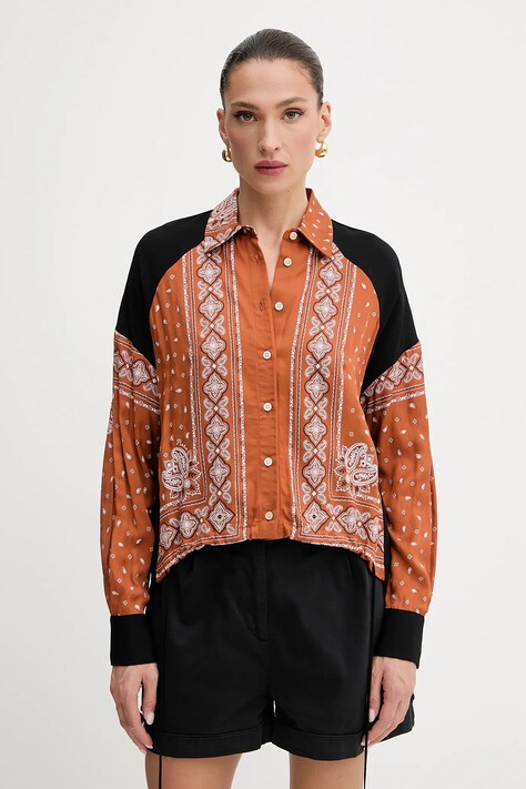 Рубашка Pinko цвет оранжевый relaxed классический воротник 104664 A2CK