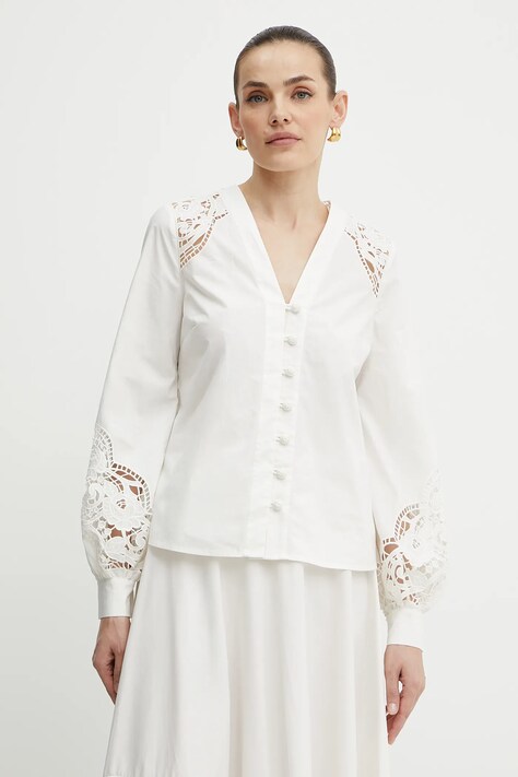 Twinset cămașă din bumbac culoarea bej, regular, 251TT2333