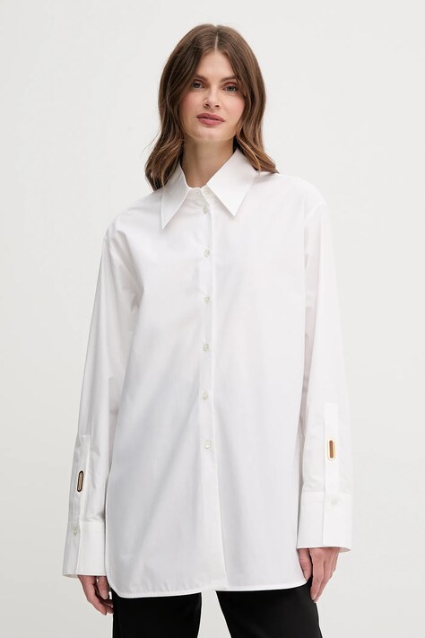 Emporio Armani cămașă din bumbac culoarea alb, cu guler clasic, relaxed, EW001708 AF15122