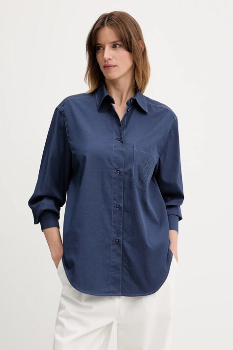 Emporio Armani cămașă culoarea bleumarin, cu guler clasic, regular, EW000739 AF12432