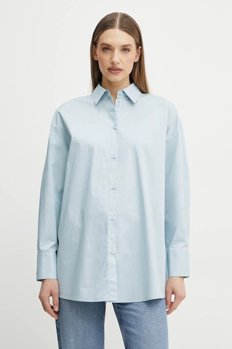 Bavlněná košile Armani Exchange modrá barva, relaxed, s klasickým límcem, XW000455 AF12812