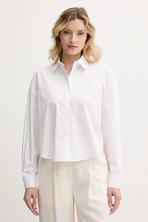 Armani Exchange cămașă din bumbac culoarea alb, cu guler clasic, relaxed, XW001180 AF12812