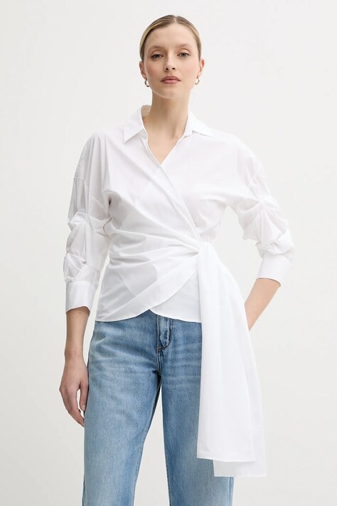 Liviana Conti cămașă culoarea alb, cu guler clasic, regular, L5SK64
