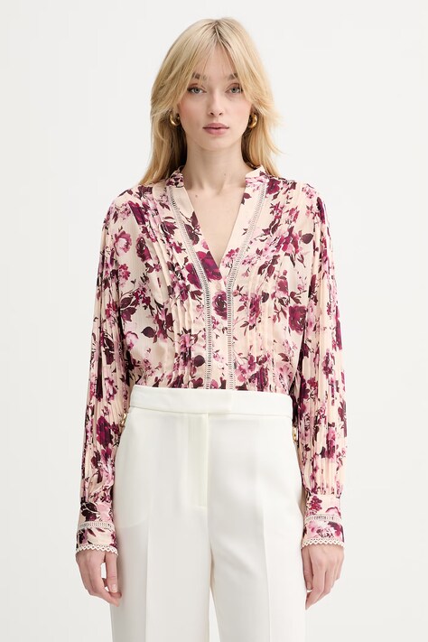 Guess koszula damska kolor różowy regular W5RH16 WDW82