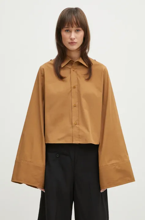 MM6 Maison Margiela cotton shirt women's brown color regular S52DT0044